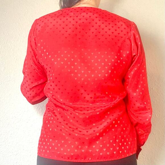 Evan Picone Satin Brocade Heart Blouse Size 6 Medium - Picture 4 of 7